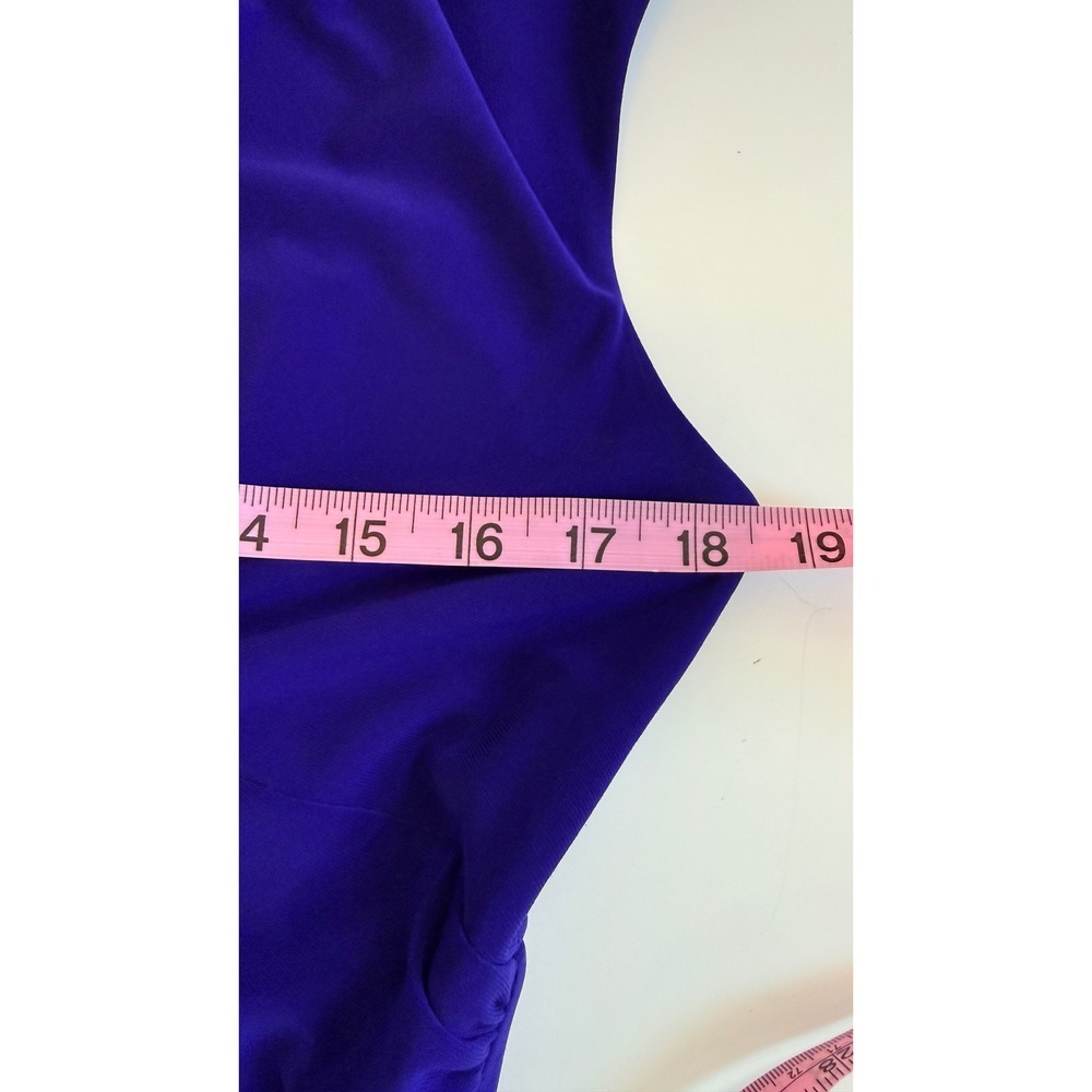 Lauren Ralph Lauren Royal Blue Cocktail Ruched V-Neck Sheath Dress Size 12 - Picture 8 of 10